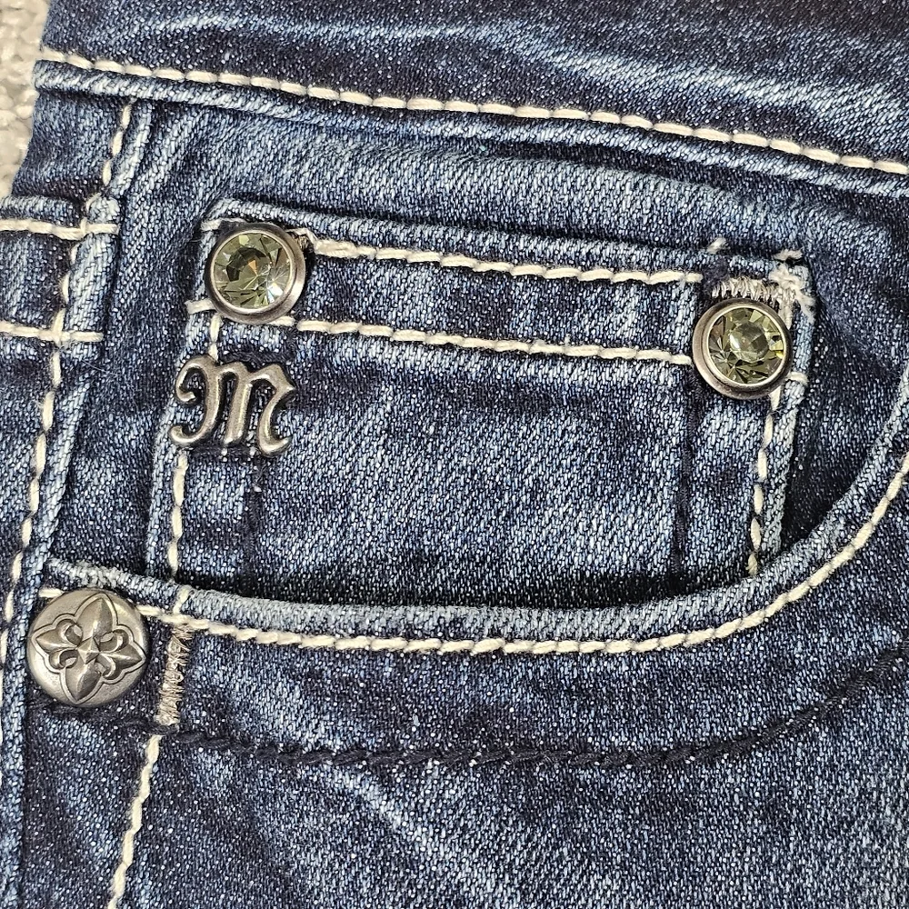 Miss Me Bootcut Dark Wash Denim Jeans Women's 29 Distressed Western Rock Boot‎ - Picture 11 of 11